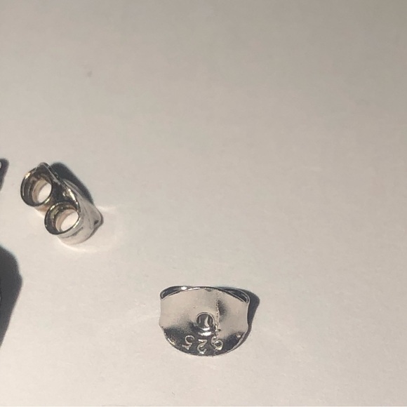 𝅺janina’s Sterling Silver Blueb& White Fancy Cz Stud Earrings .4” - Picture 4 of 6